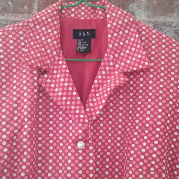 R.Q.T Pink Orange White Multicolor Cotton Jacket Blazer Overcoat Women Size 10 - Picture 3 of 11